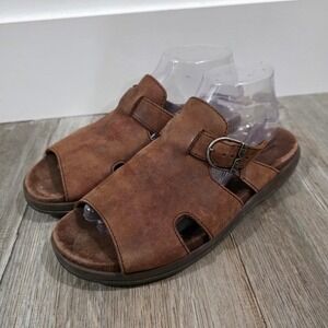 Teva Womens Leather Sandals Size 10 Brown Leather Slide Buckle Hiking Fisherman